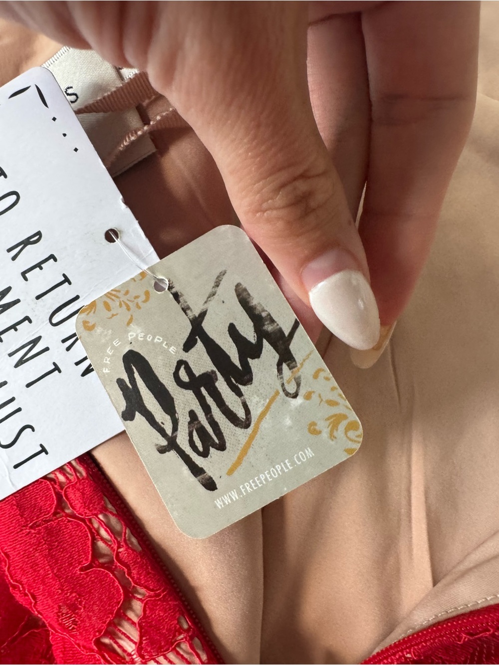 Free People X Fame & Partners Red Lace Dress | Backless NWT Size 4 - Picture 13 of 16
